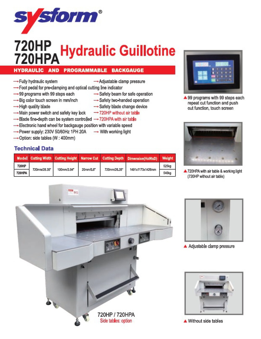 720HP & 720HPA Hydraulic Guillotine image 0
